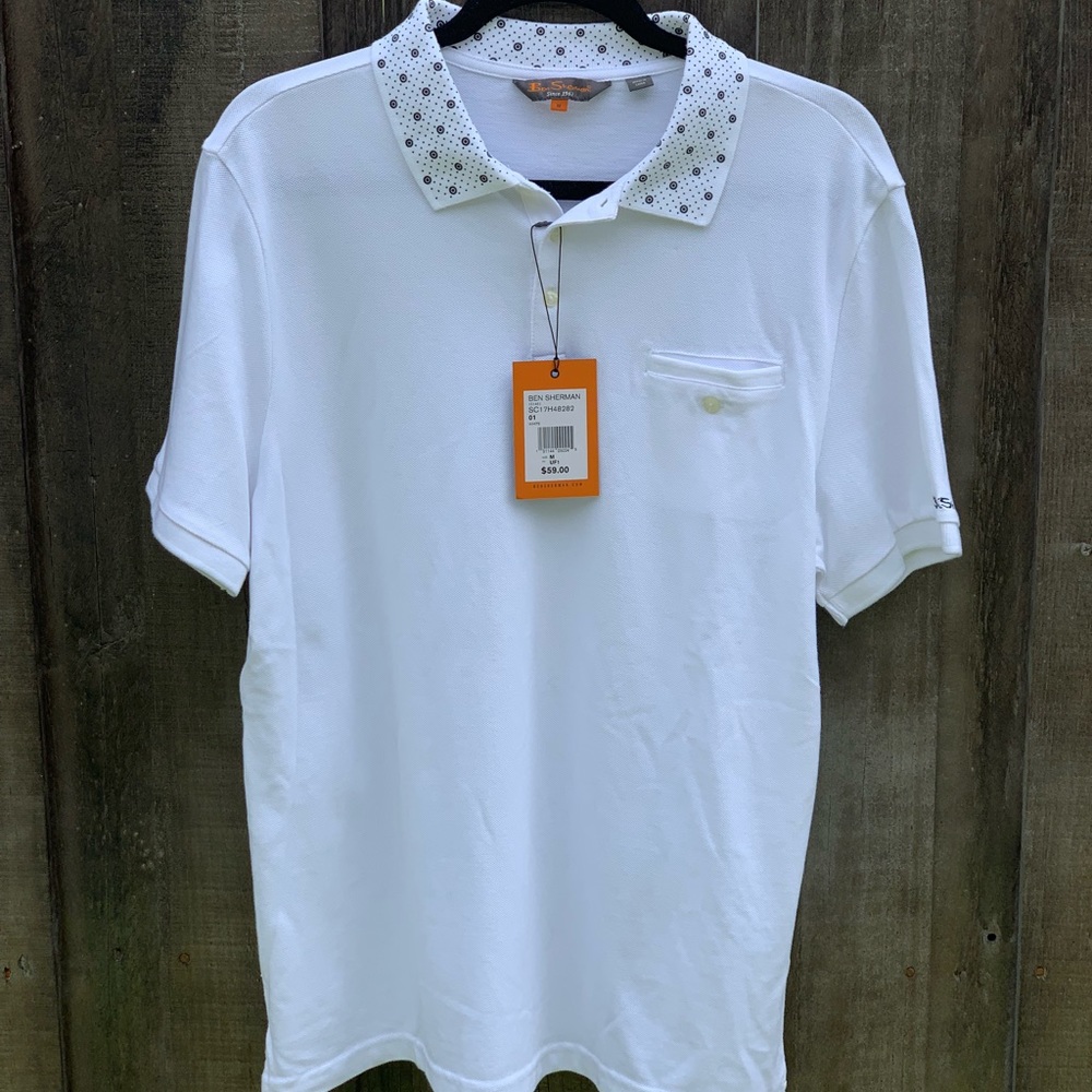 NWT White Ben Sherman Men’s Polo w/ collar accent